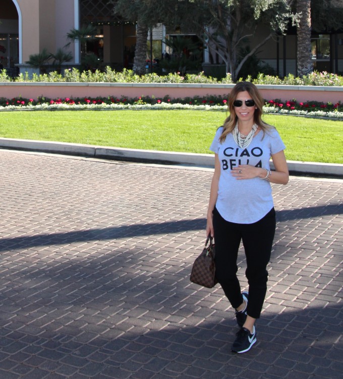 dressing the baby bump with a cheeky graphic tee