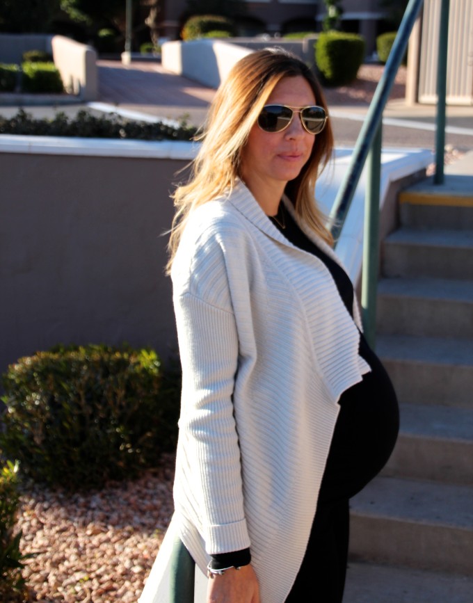 layers of black and an ivory sweater to dress my pregnant bump