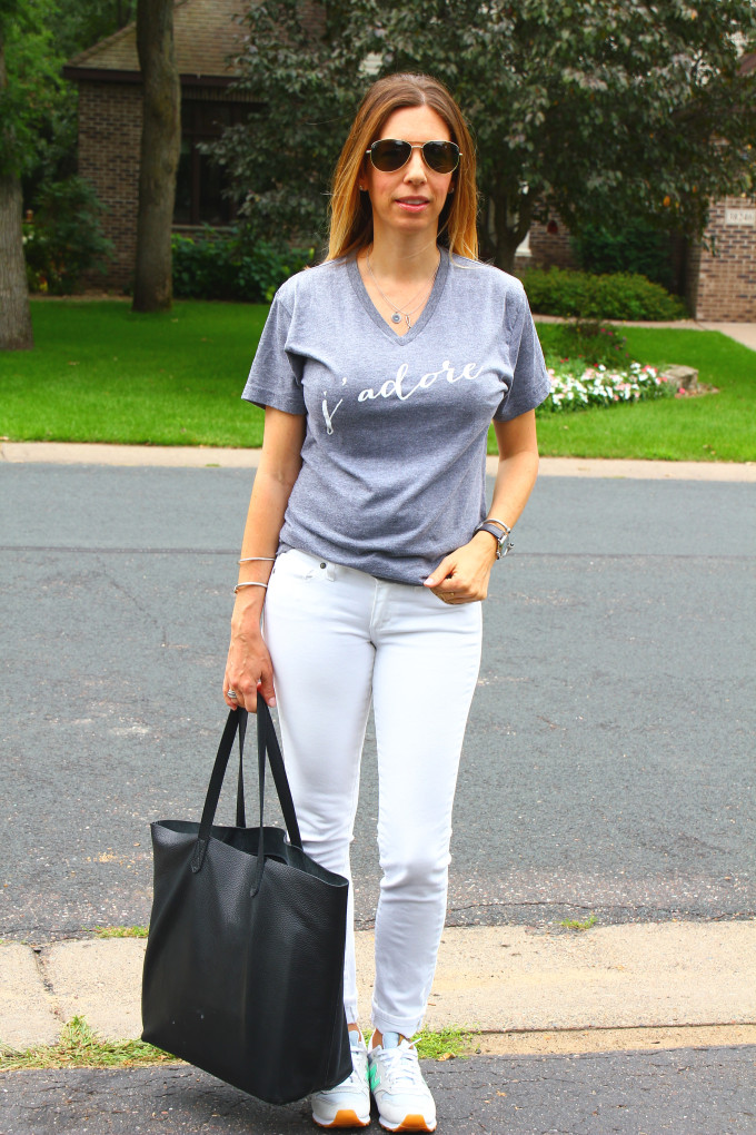 J'Adore Tee by Olive Lane, Cuyana Tote| Mom Style