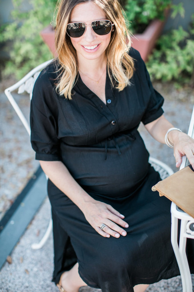 Black Midi Dress, Pregnancy Style, Maternity Outfit, Summer Style