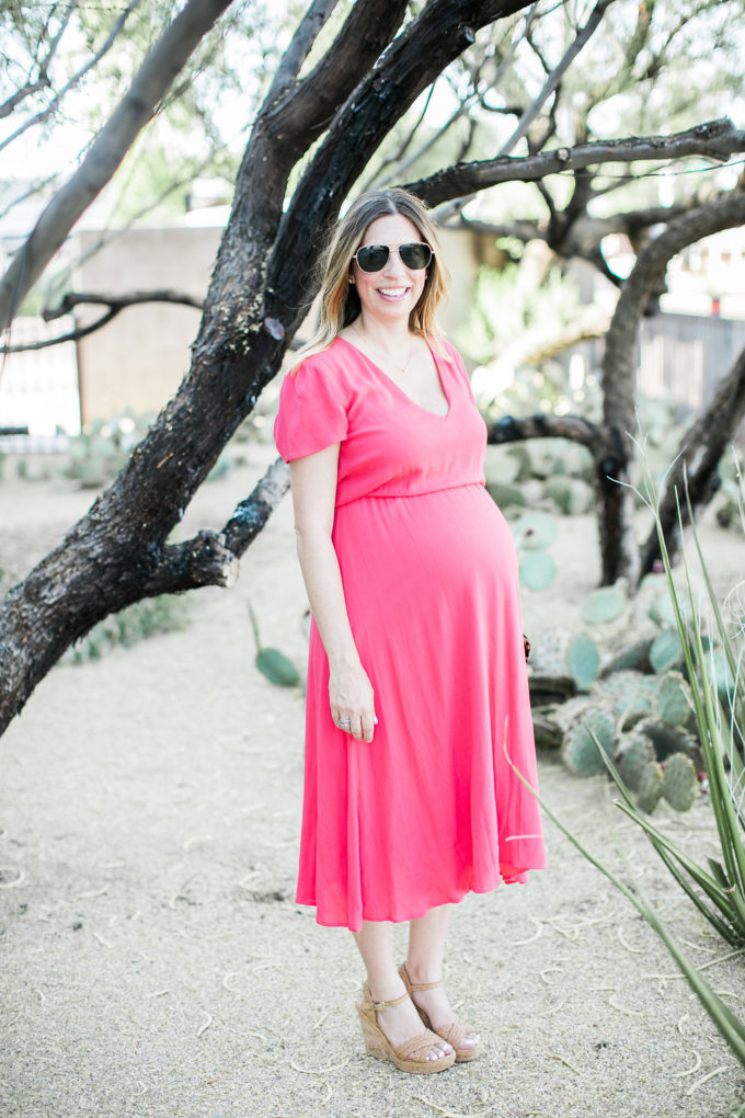 Wayf Blouson Midi Dress, Pregnancy Style,